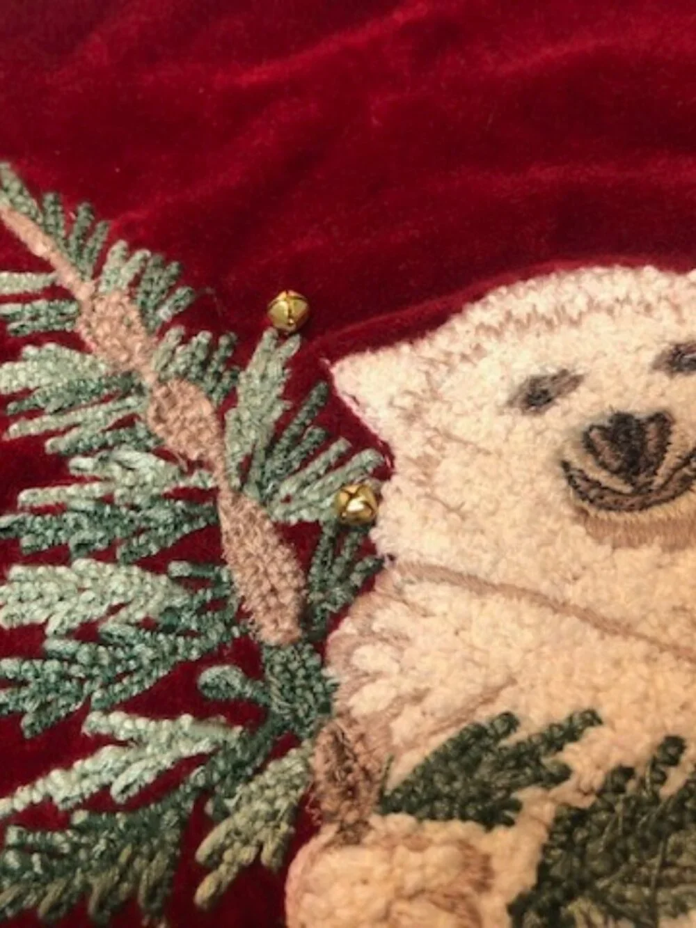 Pottery Barn Christmas throw pillow cover cotton red velvet tree & Polar Bear
